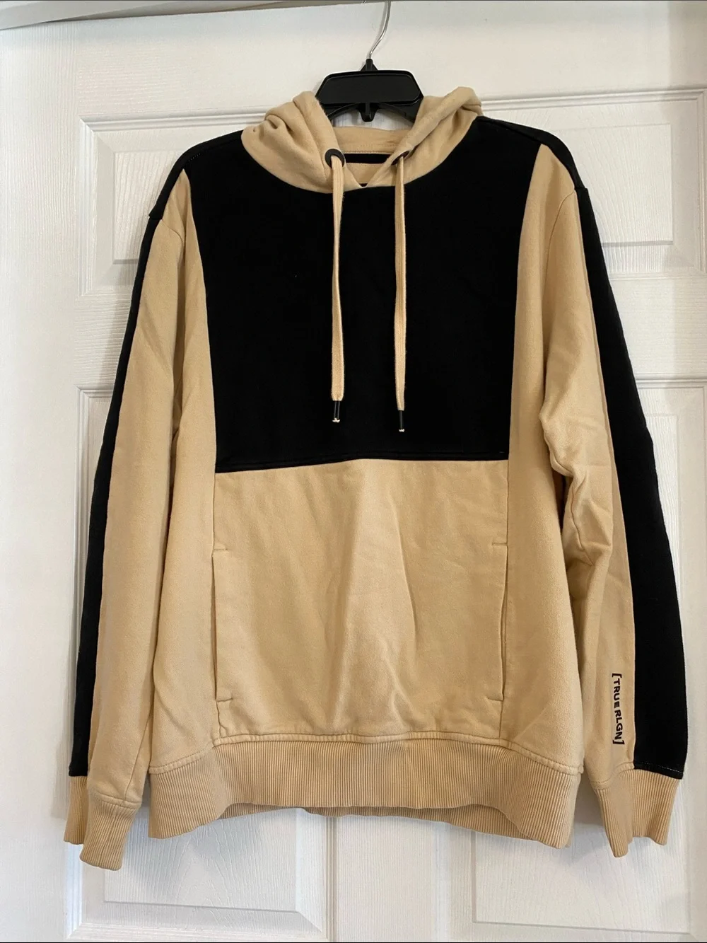 True Religion Two-Tone Black and Beige Hoodie